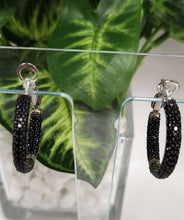 Load image into Gallery viewer, Black Spinel Inside Out Hoop Earrings