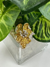 Load image into Gallery viewer, Diamond and Yellow Sapphire Floral Ring