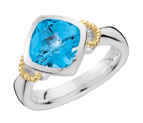 Colore Sterling Silver and 18K Gold Blue Topaz Ring LZR248-BT