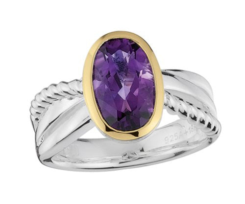 Colore Sterling Silver and 18K Gold Amethyst Ring LZR249-AM