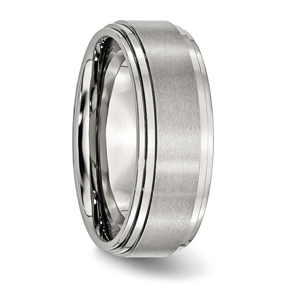 Stainless Steel 8 mm Double Step Down Brushed & Polished Ring