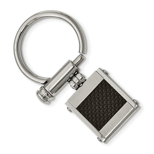 Stainless Steel & Black Carbon Fiber Key Ring