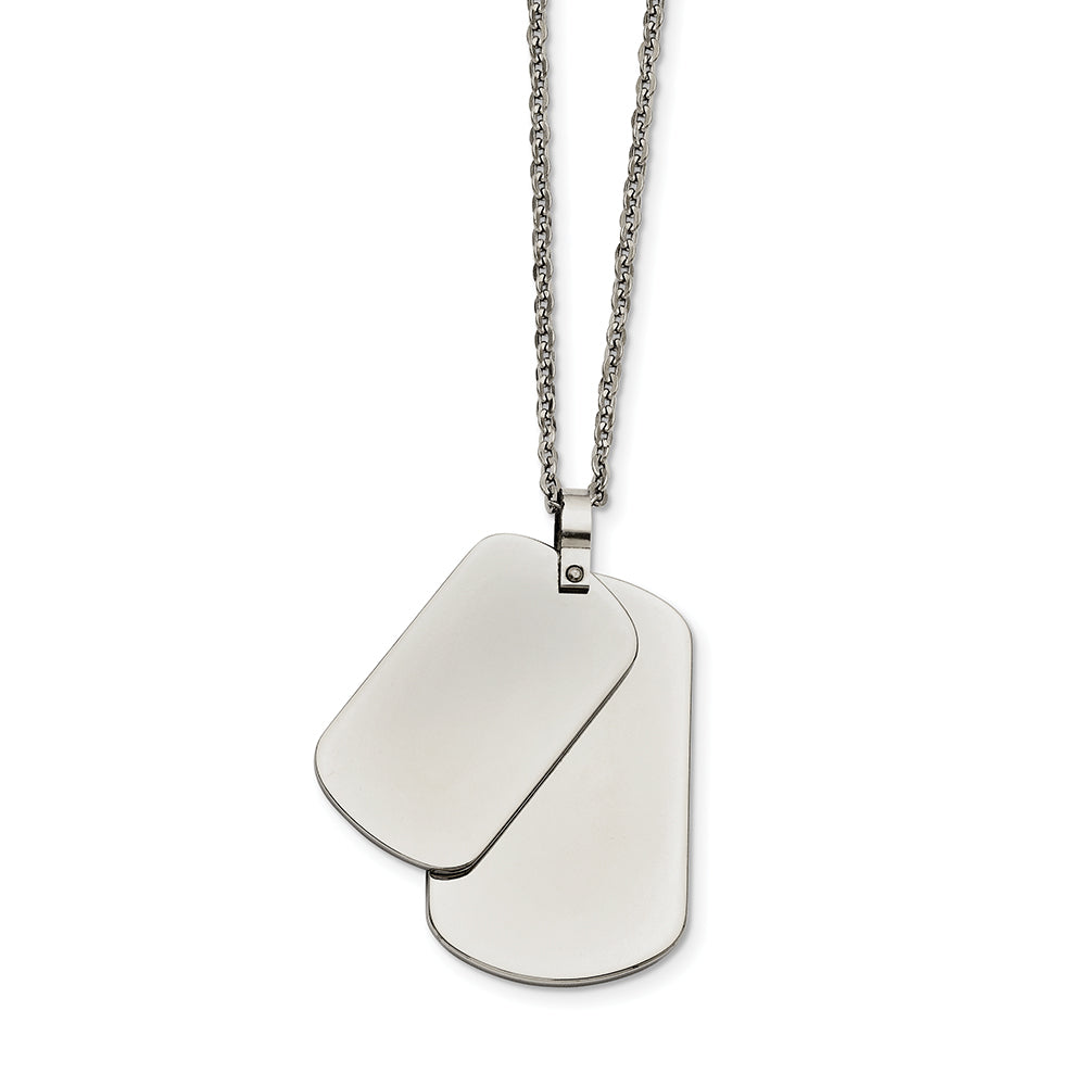 Stainless Steel Polished Double Dog Tag Necklace
